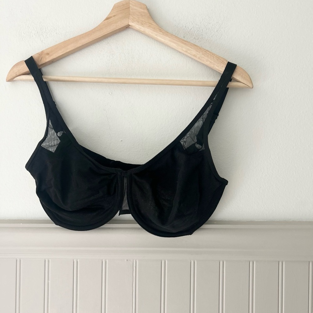 Wacoal 34DD Black Sheer Panel Underwire Bra